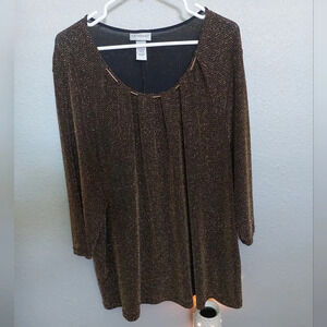 Catherines-2X Slinky Metallic shimmer Tunic Top Blouse 22/24 Special Occasion